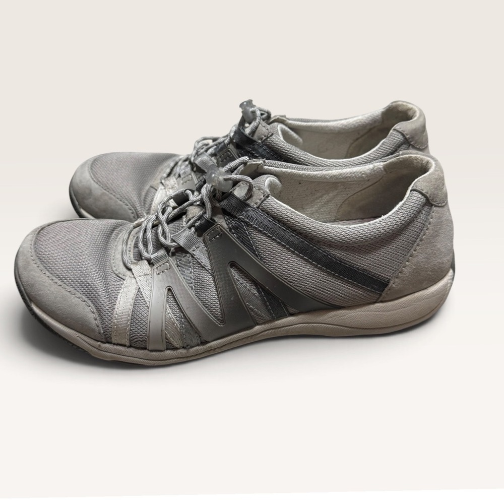 Dansko Walking Sneakers Womens 40 Leather Mesh Bungee Grey Athletic Comfort Work